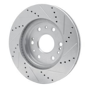 Cadillac XTS Brake Rotor (1) - Front Left - R1 Concepts - Drilled & Slotted - Silver - `05-`20